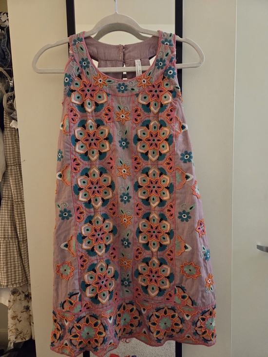 Anthropologie Dresses & Skirts - Anthropologie Pink Cottom Beaded Embroidered Applique Shift Mini Dress